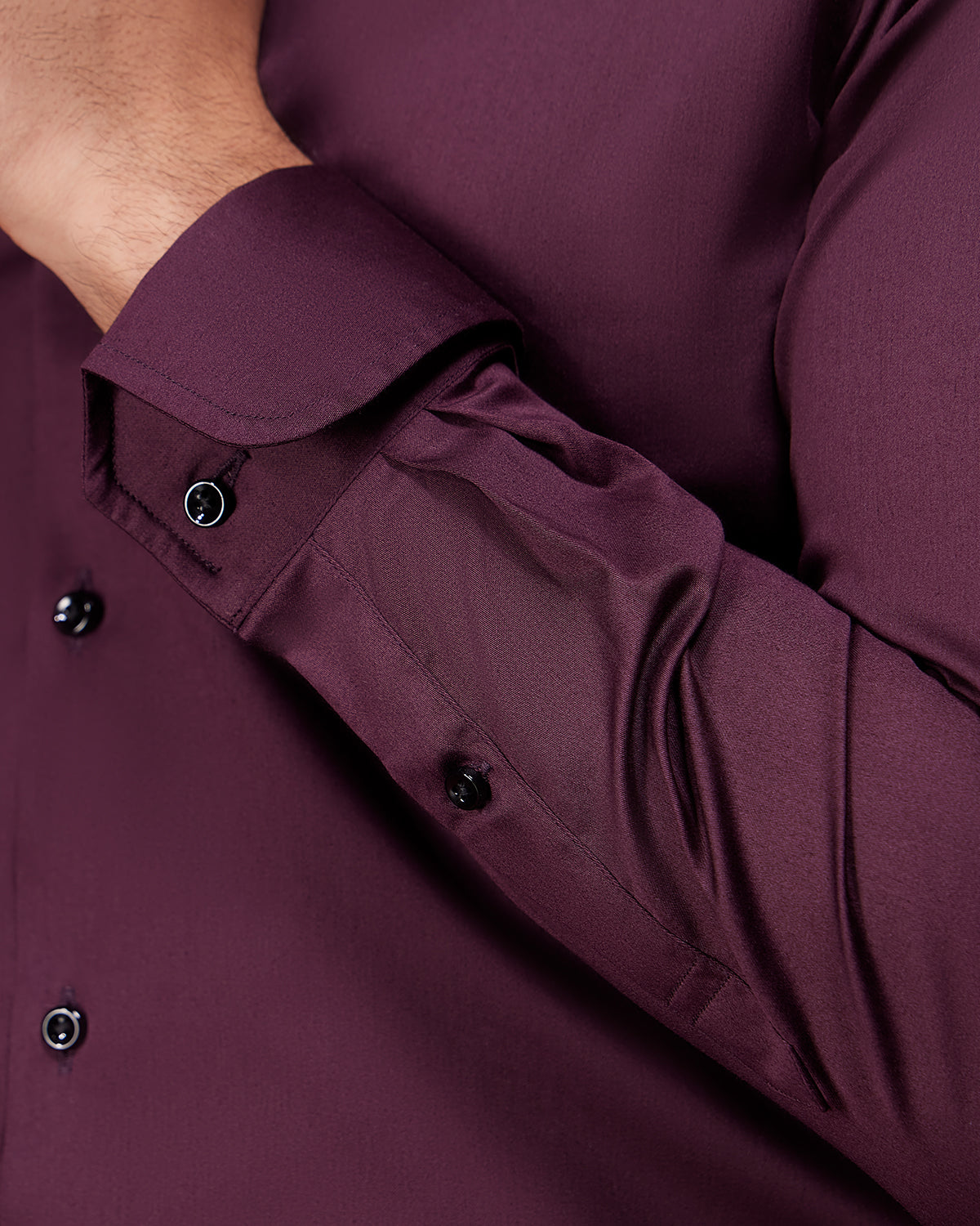 Burgundy Satin Shirt - Maroon