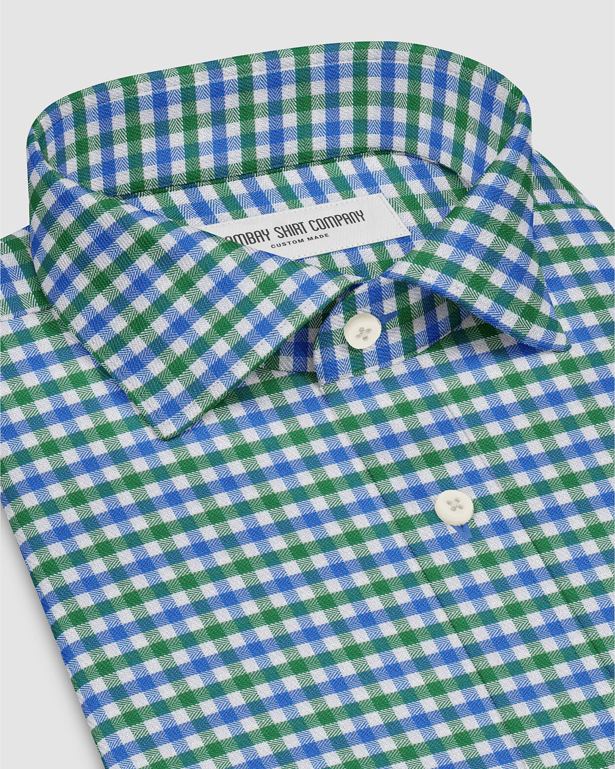 Montrose Herringbone Checked Shirt - Green & Blue