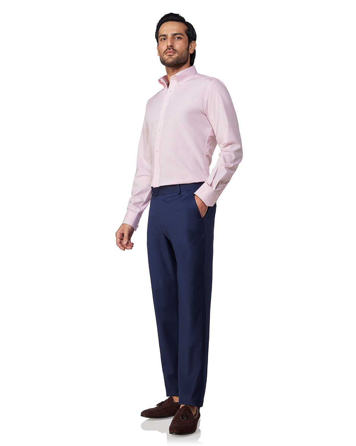 Giza Cotton Gingham Checked Shirt - Pink