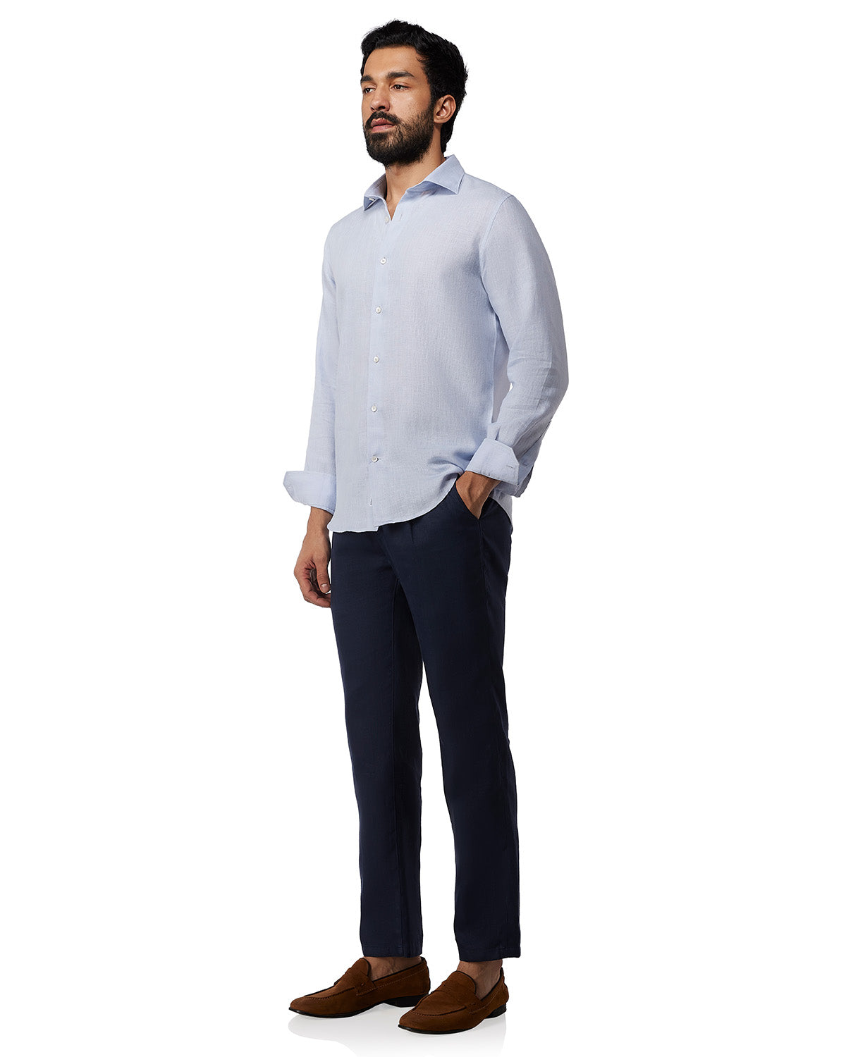 100% Linen Shirt - Lilac