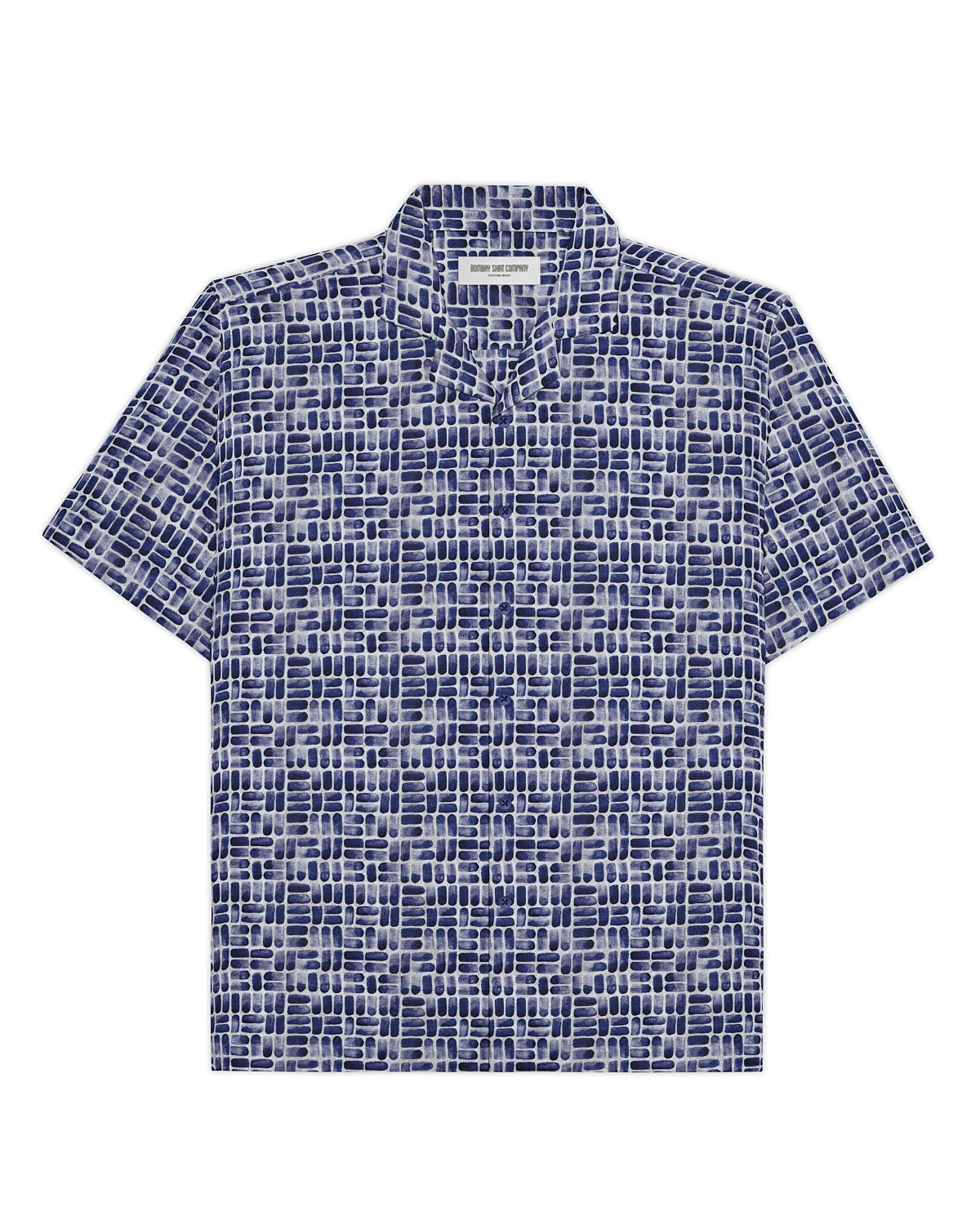 Inkgrid Cotton Silk Printed Shirt - Blue