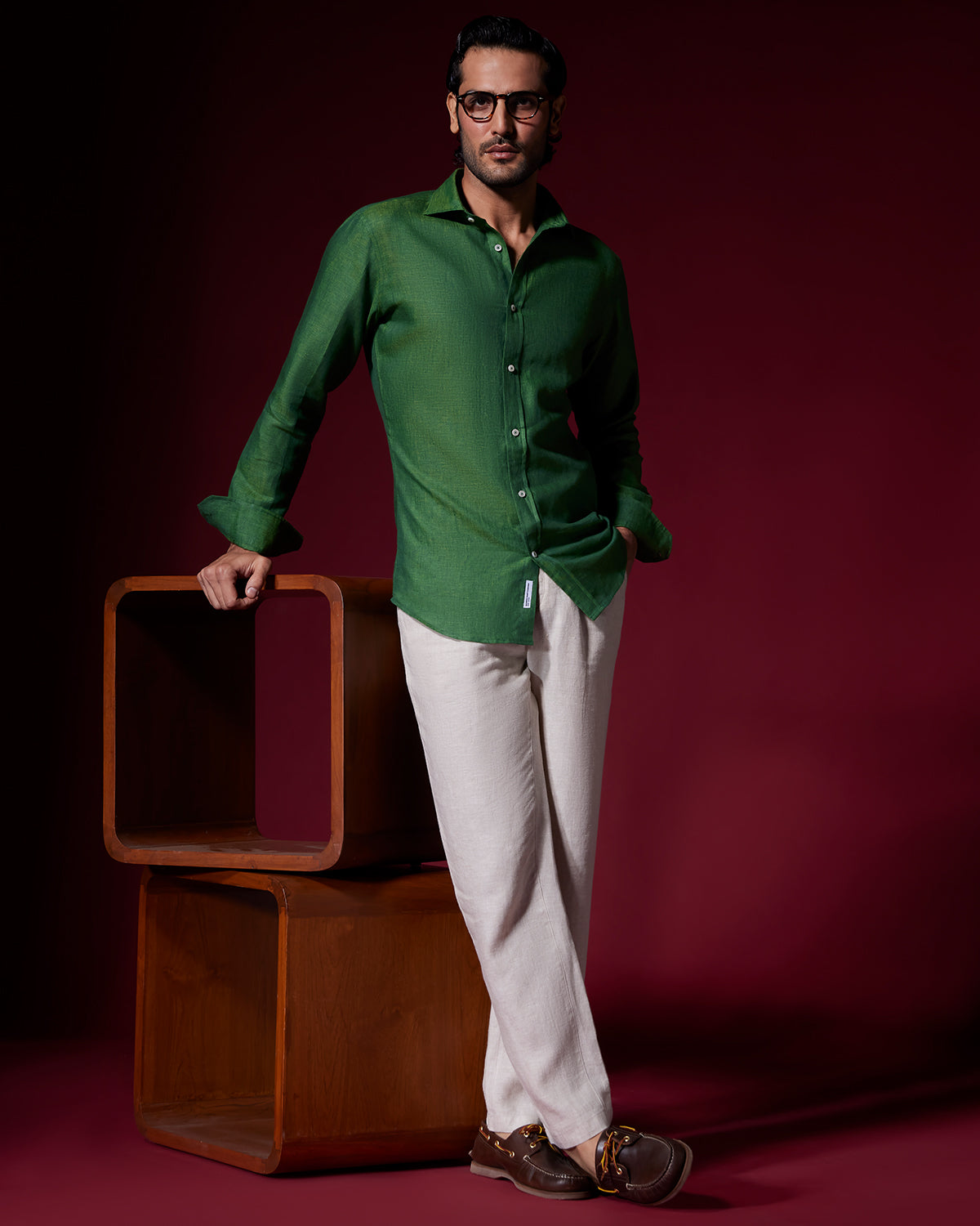 100% Linen Shirt - Green