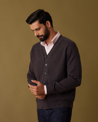 Ember V-Neck Button Cardigan - Dark Grey