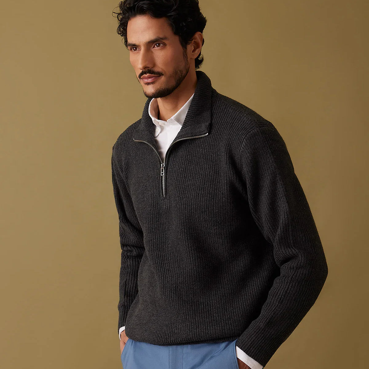 Alpine Half-Zipper Sweater - Dark Grey – Bombay Shirt Company