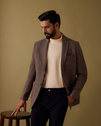 Harthmore Woolen Checkered Jacket - Brown