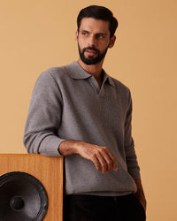 Vale Johnny Polo Sweater - Light Grey
