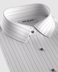 Langmere Twill Striped Shirt - White & Grey