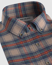 Japanese Brushed Twill Shirt - Beige & Blue