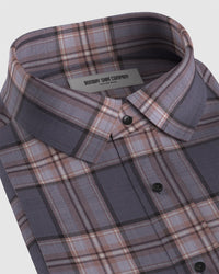 Japanese Lyocell Twill Checked Shirt - Purple