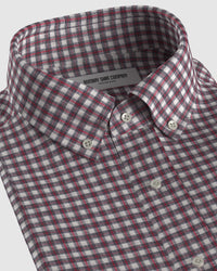 100% Linen Checked Shirt - Red & Grey