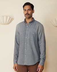Black Melange Brushed Twill Shirt