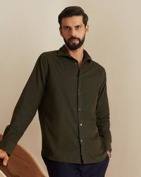 Reed Olive Cotton Corduroy Shirt