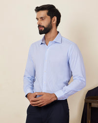 Blue Cotton Modal Striped Shirt