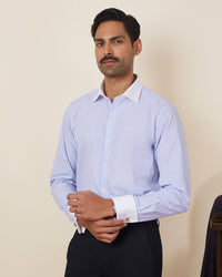 Blue Banker Poplin Striped Shirt