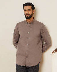 Brown Cotton Washed Twill Shirt