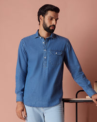 Dark Blue Popover Denim Shirt