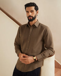 Olive Slubby Cotton Linen Shirt
