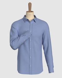 Stretch Cotton Knit Shirt - Blue