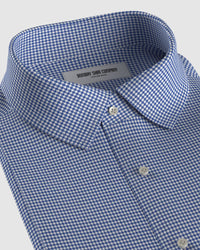 Giza Cotton Houndstooth Shirt - Blue