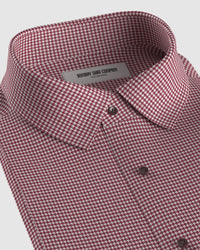 Giza Cotton Houndstooth Shirt - Maroon