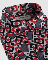 Cardinale Cotton Silk Printed Shirt - Black & Red