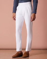 Ventura Cotton Linen Neapolitan Dress Pants - White