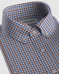 Montrose Herringbone Checked Shirt - Blue & Brown