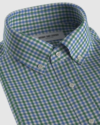 Montrose Herringbone Checked Shirt - Green & Blue