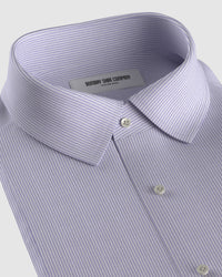 Wrinkle-Free Bamboo-Blend Stretch Pinstriped Shirt - Lavender