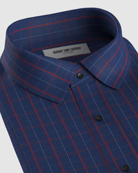 Cotton Checked Shirt - Navy & Red