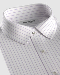 Everett Poplin Broad-Striped Shirt - Purple