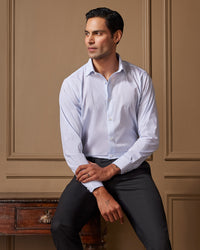 Light Blue & White Poplin Striped Shirt