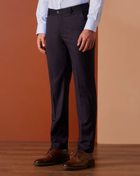 Astra Blended Cotton Dress Pants - Navy
