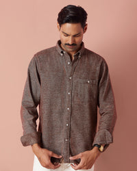 Brown Melange Brushed Twill Shirt