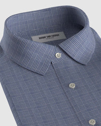 Giza Cotton Glen Plaid Checked Shirt - Navy