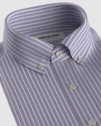 Cotton Oxford Striped Shirt - Blue & pink