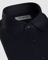 Stretch Cotton Satin Shirt - Navy