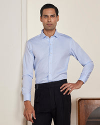 Light Blue Cotton Micro-Dobby Shirt