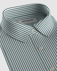 Easy-care Poplin Striped Shirt - Green & White