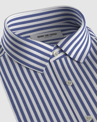 Cotton Poplin Striped Shirt - Blue & White