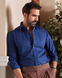 Navy Blue Poplin Shirt