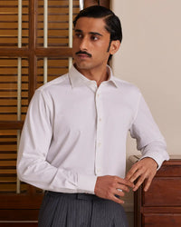 White Wrinkle-Free Bamboo Blend Satin Shirt