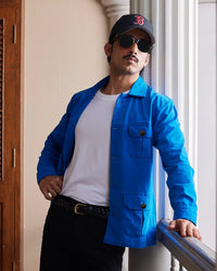 Ashcroft Washed Twill Shacket - Royal Blue