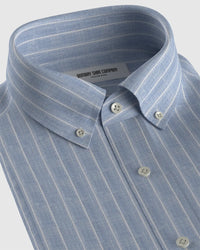 100% Linen Striped Shirt - Blue