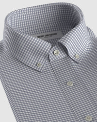 Giza Cotton Gingham Checked Shirt - Grey