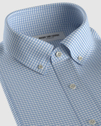 Giza Cotton Gingham Checked Shirt - Light Blue