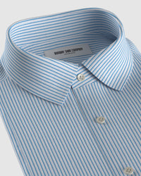 Wrinkle-Free Bamboo-Blend Stretch Striped Shirt - Blue