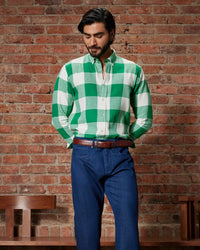 Green & White Flannel Shirt