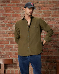 Olive Textured Dobby Shirt