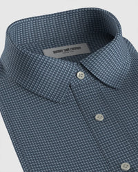 Brickline Cotton Printed Shirt - Blue & Navy